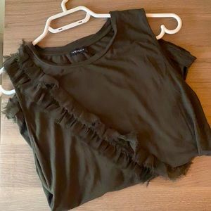 Motivi Brand Ruffle Top - Army Green